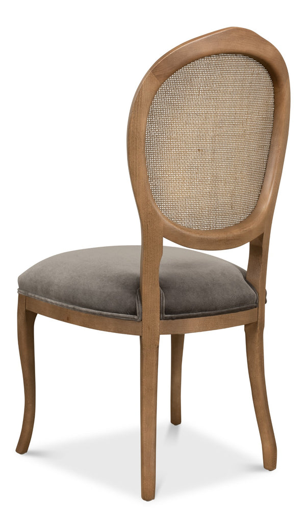 Sarreid Oval Cane Back Chairs Set Of 2 - Stylish Driftwood Charcoal Beechwood Frame For Home Décor Brown  U093-07f12