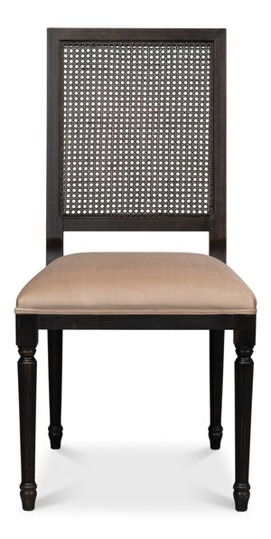 Sarreid Cane Back Side Chair Set Of 2 - Elegant Nero Finish With Toffee Fabric, Durable Beechwood Frame Black  U094-03f48