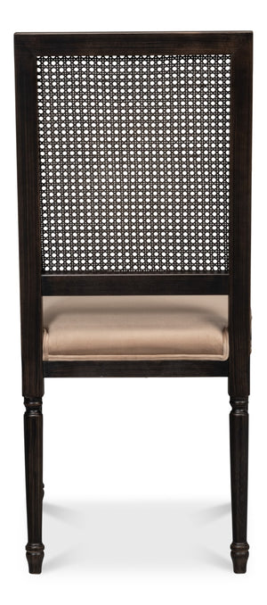 Sarreid Cane Back Side Chair Set Of 2 - Elegant Nero Finish With Toffee Fabric, Durable Beechwood Frame Black  U094-03f48