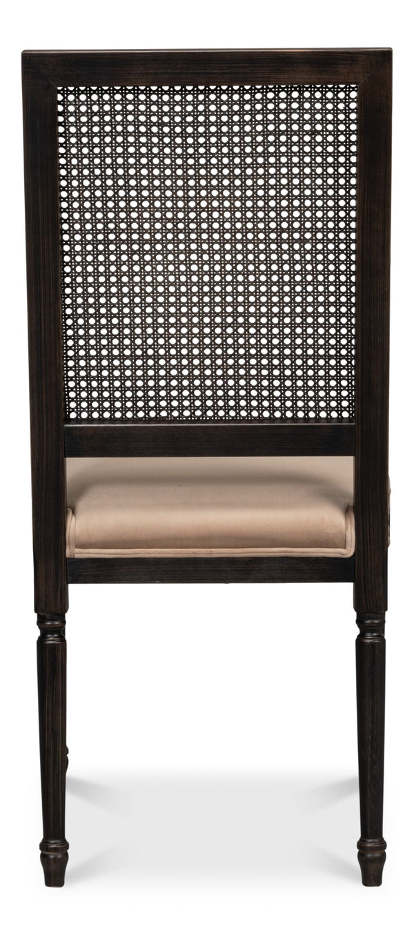 Sarreid Cane Back Side Chair Set Of 2 - Elegant Nero Finish With Toffee Fabric, Durable Beechwood Frame Black  U094-03f48