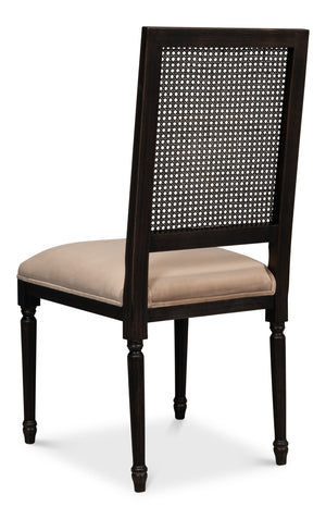 Sarreid Cane Back Side Chair Set Of 2 - Elegant Nero Finish With Toffee Fabric, Durable Beechwood Frame Black  U094-03f48