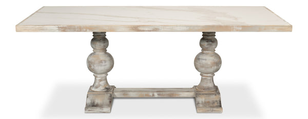 Sarreid Small 81" Dining Table With Stunning Porcelain Calacatta Gloss Top & Elegant Grey Oak Base Grey  U130-as06