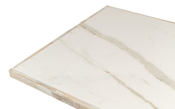 Sarreid Small 81" Dining Table With Stunning Porcelain Calacatta Gloss Top & Elegant Grey Oak Base Grey  U130-as06