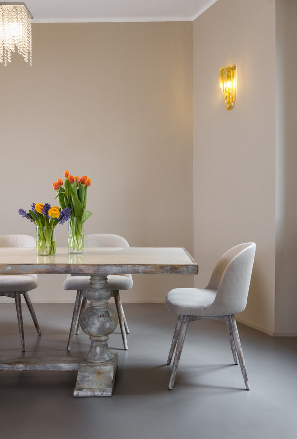 Sarreid Small 81" Dining Table With Stunning Porcelain Calacatta Gloss Top & Elegant Grey Oak Base Grey  U130-as06