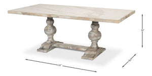 Sarreid Small 81" Dining Table With Stunning Porcelain Calacatta Gloss Top & Elegant Grey Oak Base Grey  U130-as06