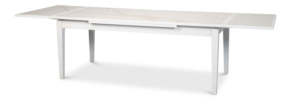 Sarreid Rect. Extension Dining Table - Elegant White Porcelain Top With Beechwood Legs For Stylish Dining White  U149-as08
