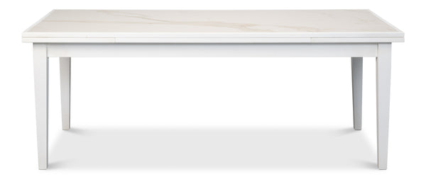 Sarreid Rect. Extension Dining Table - Elegant White Porcelain Top With Beechwood Legs For Stylish Dining White  U149-as08