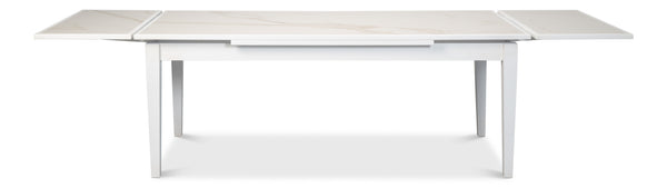 Sarreid Rect. Extension Dining Table - Elegant White Porcelain Top With Beechwood Legs For Stylish Dining White  U149-as08