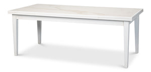 Sarreid Rect. Extension Dining Table - Elegant White Porcelain Top With Beechwood Legs For Stylish Dining White  U149-as08
