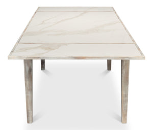 Sarreid Rect. Extension Dining Table - Elegant Grey Oak Finish With Porcelain Top And Sturdy Beechwood Legs Grey  U149-as