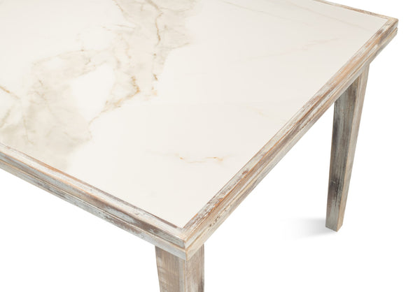 Sarreid Rect. Extension Dining Table - Elegant Grey Oak Finish With Porcelain Top And Sturdy Beechwood Legs Grey  U149-as