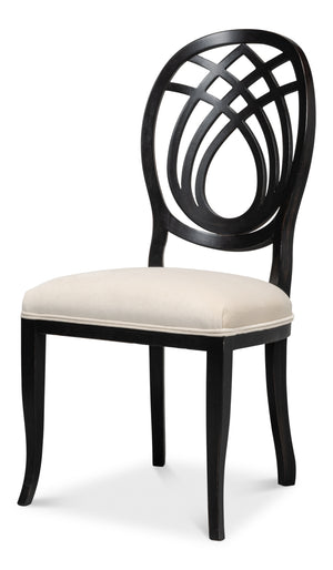 Sarreid Goccia Side Chair Set Of 2 In Nero Organza - Elegant Beechwood Design For Modern Living Spaces Black  U165-03f11