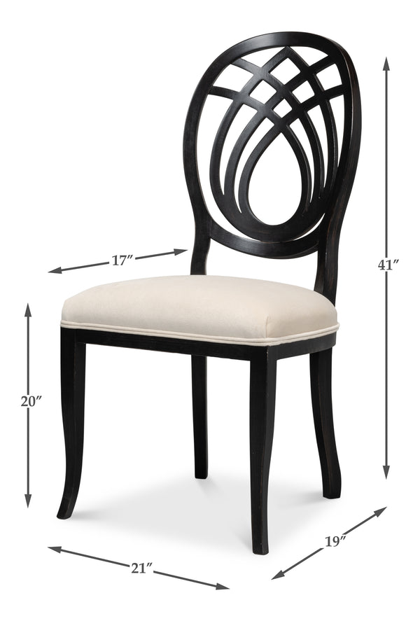 Sarreid Goccia Side Chair Set Of 2 In Nero Organza - Elegant Beechwood Design For Modern Living Spaces Black  U165-03f11