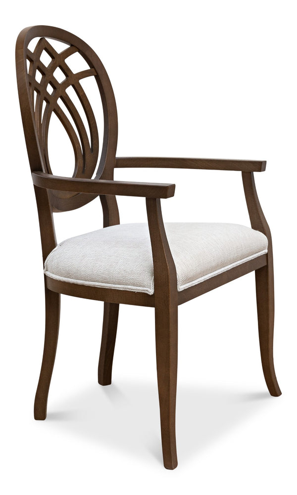 Sarreid Goccia Arm Chair In Driftwood Finish - Stylish Oatmeal Fabric & Elegant Beechwood Design Combined Brown  U167-07f46