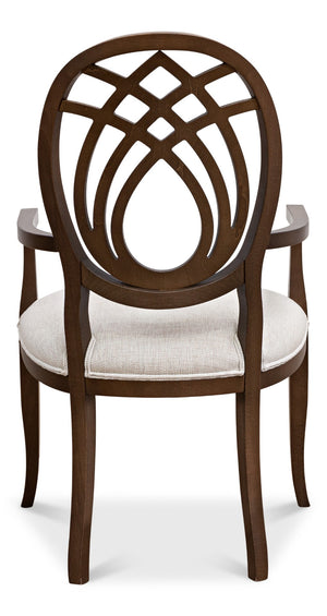 Sarreid Goccia Arm Chair In Driftwood Finish - Stylish Oatmeal Fabric & Elegant Beechwood Design Combined Brown  U167-07f46
