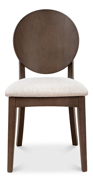 Sarreid Round Back Side Chair Set Of 2 - Stylish Driftwood Finish With Comfortable Oatmeal Upholstery Brown  U179-07f46
