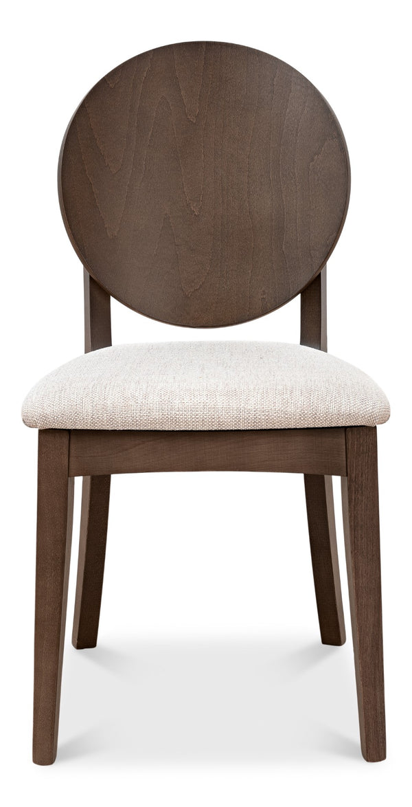Sarreid Round Back Side Chair Set Of 2 - Stylish Driftwood Finish With Comfortable Oatmeal Upholstery Brown  U179-07f46