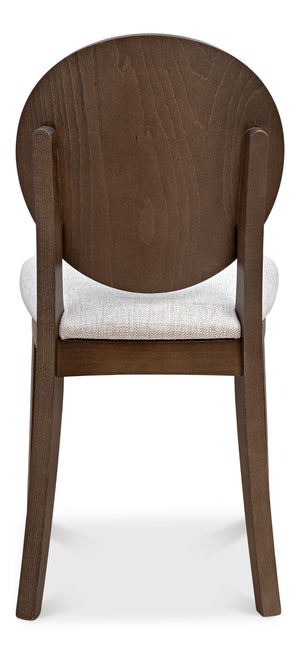 Sarreid Round Back Side Chair Set Of 2 - Stylish Driftwood Finish With Comfortable Oatmeal Upholstery Brown  U179-07f46