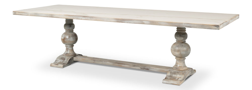 Sarreid Rectangular Dining Table - Elegant Grey Oak Base With Calacatta Porcelain Top For Modern Dining Grey  U188-as