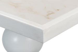 Sarreid Rectangular Dining Table Cortina - Stunning White Calacatta Porcelain With Elegant Tulip Wood Base White  U188-as08