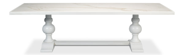 Sarreid Rectangular Dining Table Cortina - Stunning White Calacatta Porcelain With Elegant Tulip Wood Base White  U188-as08