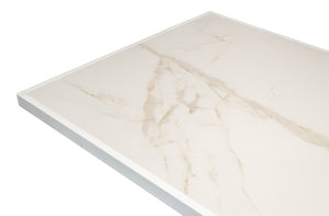 Sarreid Rectangular Dining Table Cortina - Stunning White Calacatta Porcelain With Elegant Tulip Wood Base White  U188-as08