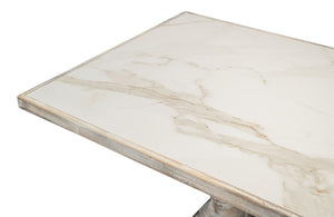 Sarreid Rectangular Dining Table - Elegant Grey Oak Base With Calacatta Porcelain Top For Modern Dining Grey  U188-as