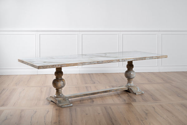 Sarreid Rectangular Dining Table - Elegant Grey Oak Base With Calacatta Porcelain Top For Modern Dining Grey  U188-as