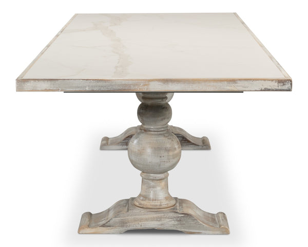 Sarreid Rectangular Dining Table - Elegant Grey Oak Base With Calacatta Porcelain Top For Modern Dining Grey  U188-as