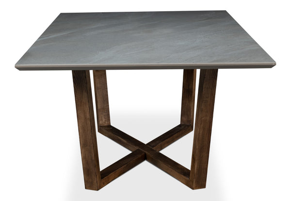 Sarreid Double Pedestal Dining Table - Rustic Driftwood Base, Elegant Grey Porcelain Top, Perfect For Gatherings Grey  U198-as
