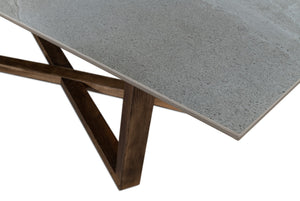 Sarreid Double Pedestal Dining Table - Rustic Driftwood Base, Elegant Grey Porcelain Top, Perfect For Gatherings Grey  U198-as