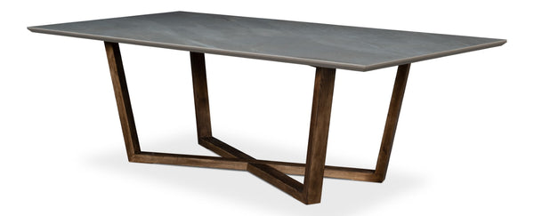 Sarreid Double Pedestal Dining Table - Rustic Driftwood Base, Elegant Grey Porcelain Top, Perfect For Gatherings Grey  U198-as