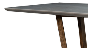 Sarreid Double Pedestal Dining Table - Rustic Driftwood Base, Elegant Grey Porcelain Top, Perfect For Gatherings Grey  U198-as