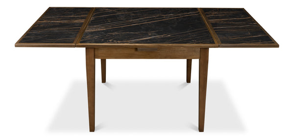 Sarreid Paolino Table - Elegant Driftwood Design With Noir Gloss Porcelain Top & Beechwood Legs For Style Black  U204-as