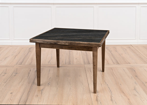 Sarreid Paolino Table - Elegant Driftwood Design With Noir Gloss Porcelain Top & Beechwood Legs For Style Black  U204-as