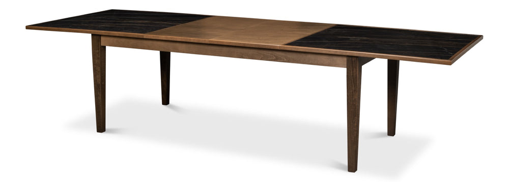 Sarreid Butterfly Dining Table - Elegant Driftwood Design With Noir Gloss Porcelain & Beechwood Legs Beige  U205-as