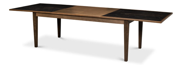 Sarreid Butterfly Dining Table - Elegant Driftwood Design With Noir Gloss Porcelain & Beechwood Legs Beige  U205-as