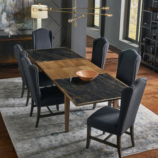 Sarreid Butterfly Dining Table - Elegant Driftwood Design With Noir Gloss Porcelain & Beechwood Legs Beige  U205-as