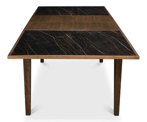 Sarreid Butterfly Dining Table - Elegant Driftwood Design With Noir Gloss Porcelain & Beechwood Legs Beige  U205-as