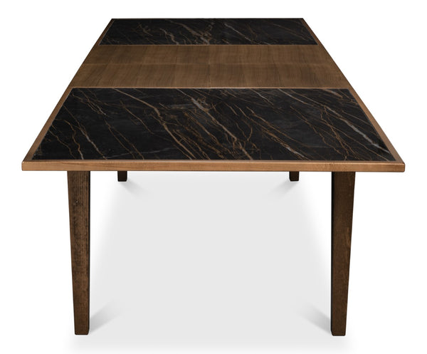 Sarreid Butterfly Dining Table - Elegant Driftwood Design With Noir Gloss Porcelain & Beechwood Legs Beige  U205-as