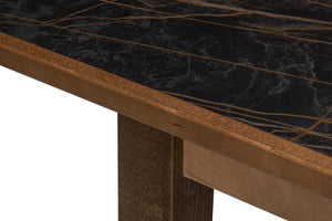Sarreid Butterfly Dining Table - Elegant Driftwood Design With Noir Gloss Porcelain & Beechwood Legs Beige  U205-as