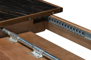 Sarreid Butterfly Dining Table - Elegant Driftwood Design With Noir Gloss Porcelain & Beechwood Legs Beige  U205-as