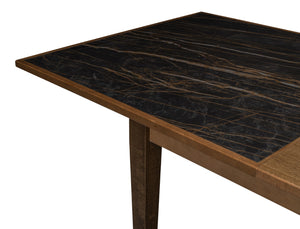 Sarreid Butterfly Dining Table - Elegant Driftwood Design With Noir Gloss Porcelain & Beechwood Legs Beige  U205-as