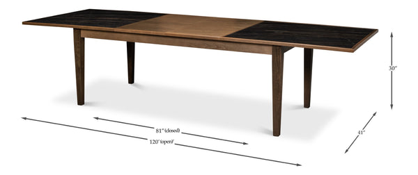 Sarreid Butterfly Dining Table - Elegant Driftwood Design With Noir Gloss Porcelain & Beechwood Legs Beige  U205-as