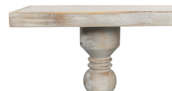 Sarreid Stacy Double Pedestal Console - Elegant Grey Oak & Calacatta Gloss, Stunning Tulip Wood Base Design Grey  U206-as