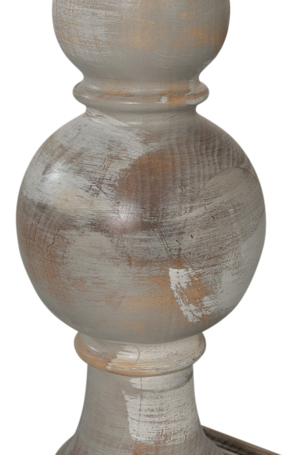 Sarreid Stacy Double Pedestal Console - Elegant Grey Oak & Calacatta Gloss, Stunning Tulip Wood Base Design Grey  U206-as