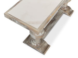Sarreid Stacy Double Pedestal Console - Elegant Grey Oak & Calacatta Gloss, Stunning Tulip Wood Base Design Grey  U206-as