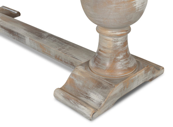 Sarreid Stacy Double Pedestal Console - Elegant Grey Oak & Calacatta Gloss, Stunning Tulip Wood Base Design Grey  U206-as