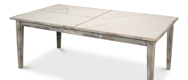 Sarreid Vince Dining Table - Elegant Grey Oak Base With Calacatta Porcelain Top & Stylish Beechwood Legs Grey  U223-as06