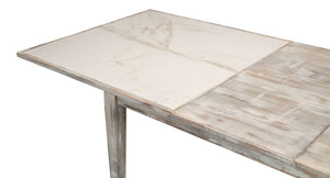 Sarreid Vince Dining Table - Elegant Grey Oak Base With Calacatta Porcelain Top & Stylish Beechwood Legs Grey  U223-as06